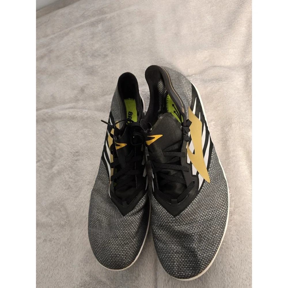 Brooks Speed Sprint Track Spikes Men's 14 Black Gold White Racing Shoes New...